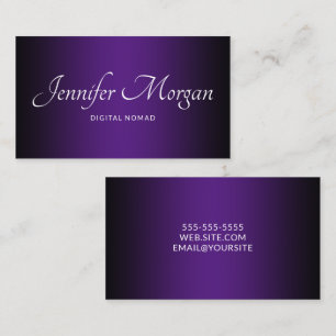 Tarjeta De Visita Elegante Ombre Negro y Púrpura Real