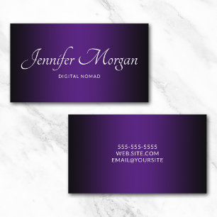 Tarjeta De Visita Elegante Ombre Negro y Púrpura Real
