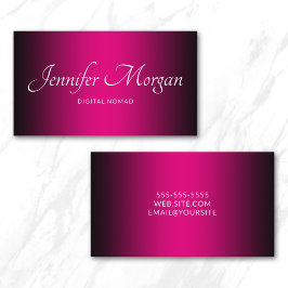 Tarjeta De Visita Elegante Ombre negro y rosa caliente
