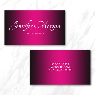 Tarjeta De Visita Elegante Ombre negro y rosa caliente