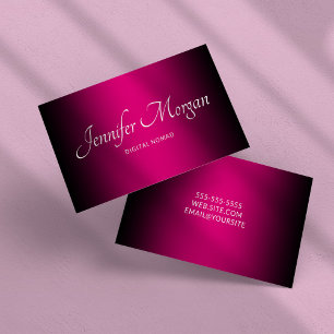 Tarjeta De Visita Elegante Ombre negro y rosa caliente