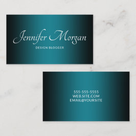 Tarjeta De Visita Elegante Ombre Negro y Turquesa