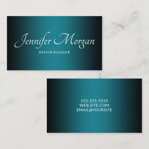 Tarjeta De Visita Elegante Ombre Negro y Turquesa