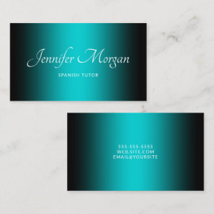 Tarjeta De Visita Elegante Ombre negro y turquesa oscuro