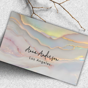 Tarjeta De Visita Elegante Opal Piedra Moderno Rosa Oro Maquillaje