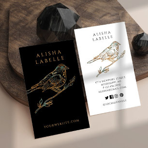Tarjeta De Visita Elegante Ornate Decorativo Pájico Logotipo Negro