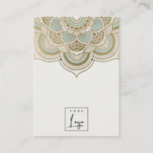 Tarjeta De Visita Elegante Ornate Gold Verde azulado Mandala Earring