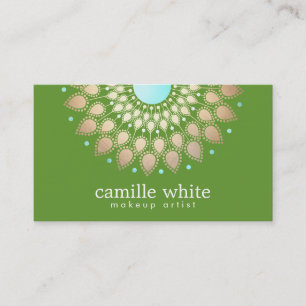 Tarjeta De Visita Elegante Ornate Motif Green