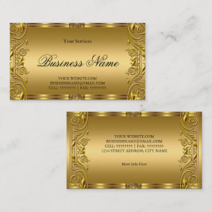 Tarjeta De Visita Elegante Ornate Royal Golden Gold