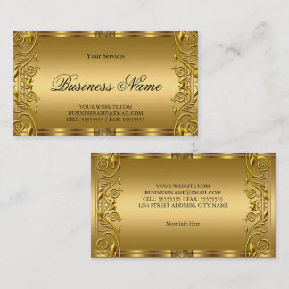 Tarjeta De Visita Elegante Ornate Royal Golden Gold