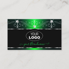 Tarjeta De Visita Elegante Ornate Verde Negro Joyas de chispa Añadir
