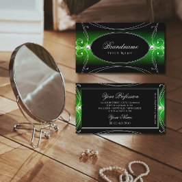 Tarjeta De Visita Elegante ornato verde negro rizado Joyas esquivar