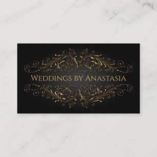 Tarjeta De Visita Elegante Oro Antiguo Brillo Negro