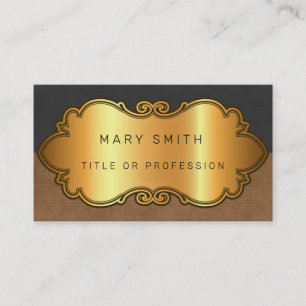 Tarjeta De Visita Elegante oro de cuero moderno