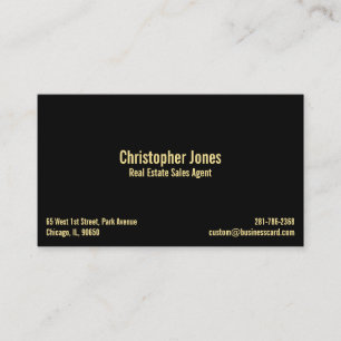 Tarjeta De Visita Elegante Oro Falso Negro Personalizado Profesional