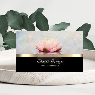 Tarjeta De Visita Elegante Oro, Flor de Loto Ópalo Holográfico
