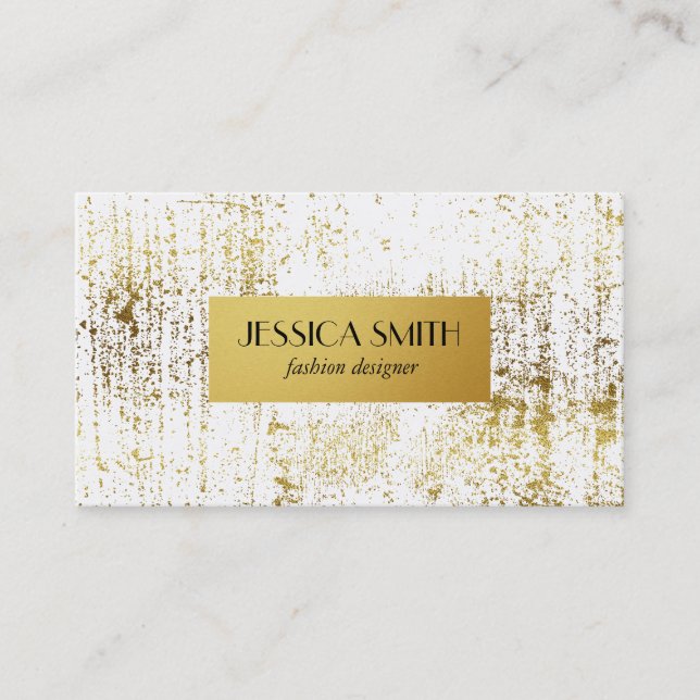 Tarjeta De Visita Elegante oro Grunge Metallic Faux Gold (Anverso)