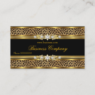 Tarjeta De Visita Elegante Oro Leopardo Negro ORNATE Mejor