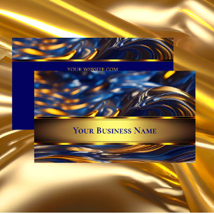 Tarjeta De Visita Elegante oro líquido Royal Blue Abstract Swirl