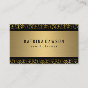 Tarjeta De Visita Elegante oro metálico con confetti de oro