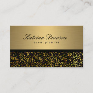 Tarjeta De Visita Elegante oro metálico con confetti de oro