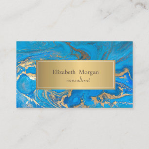Tarjeta De Visita Elegante oro moderno de mármol azul