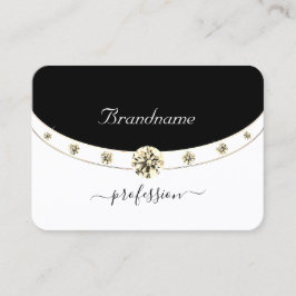 Tarjeta De Visita Elegante oro Monograma Negro y Blanco