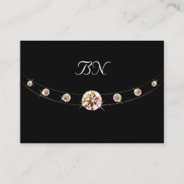 Tarjeta De Visita Elegante oro negro Rosa con monograma y diamantes