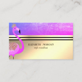 Tarjeta De Visita Elegante Oro Profesional, Rayas,Flamingo Rosa