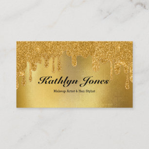 Tarjeta De Visita Elegante Oro Rasgo Simple Maquillaje Belleza De Ca