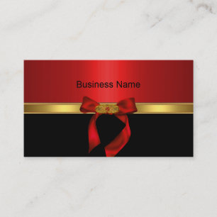 Tarjeta de visita elegante oro rojo lazo joya oro