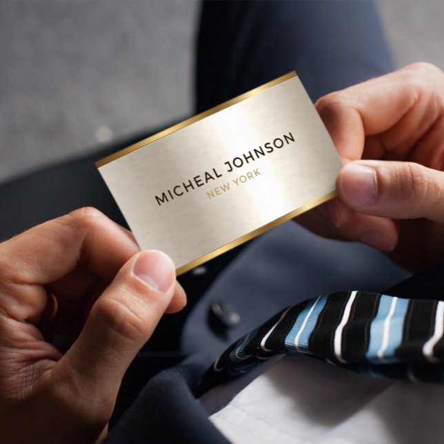 Tarjeta De Visita Elegante oro y plateado metálico (Subido por el creador)