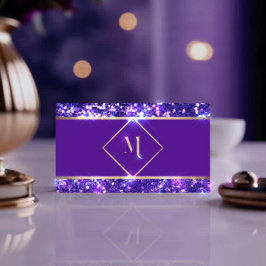 Tarjeta De Visita Elegante oro y real Purpurina púrpura moderno