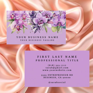Tarjeta De Visita Elegante Orquídeas Púrpuras Flores Florales