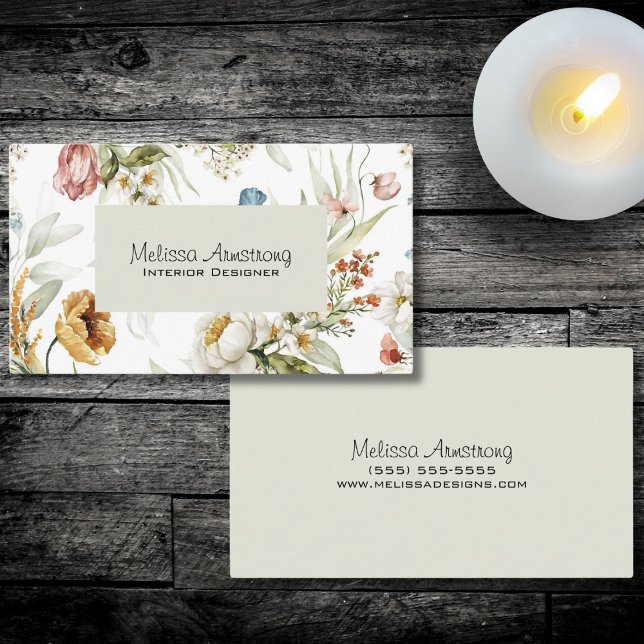 Tarjeta De Visita Elegante país floral de doble lado (Subido por el creador)