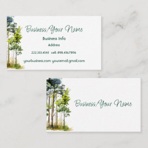 Tarjeta De Visita Elegante paisaje moderno de árboles de acuarela Na