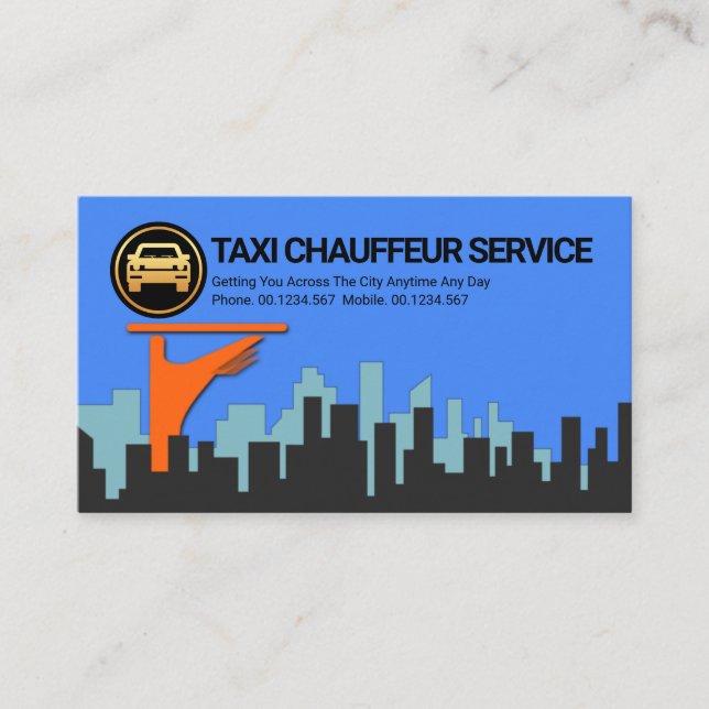 Tarjeta De Visita Elegante paisaje urbano Taxi Chauffeur Transporte (Anverso)