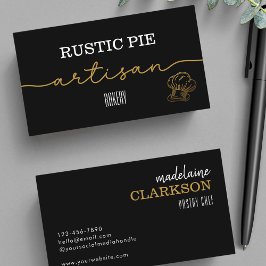 Tarjeta De Visita Elegante Panadería de Chef Black White Gold