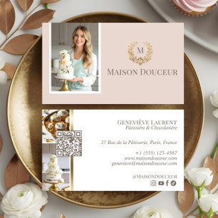 Tarjeta De Visita Elegante Panadería de Lujo para el Hogar Monograma