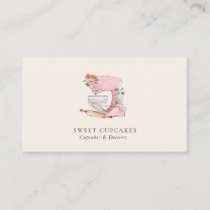 Tarjeta De Visita Elegante panadería de pasteles rosados