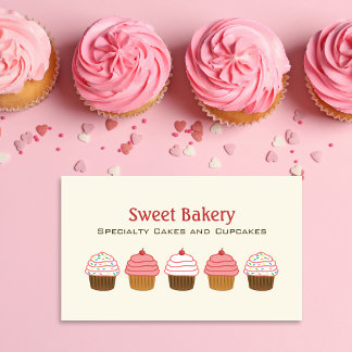 Tarjeta De Visita Elegante Panadería Pastelería Fondo Crema