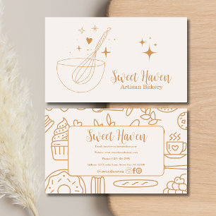 Tarjeta De Visita Elegante panadería Utensil de Cocina de Oro
