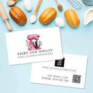 Tarjeta De Visita elegante Panadería y Confitería de acuarela rosa