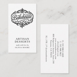 Tarjeta De Visita Elegante Panadero de Pastelería Chef