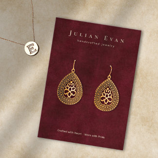 Tarjeta De Visita Elegante pantalla de auriculares de joyas rojas de