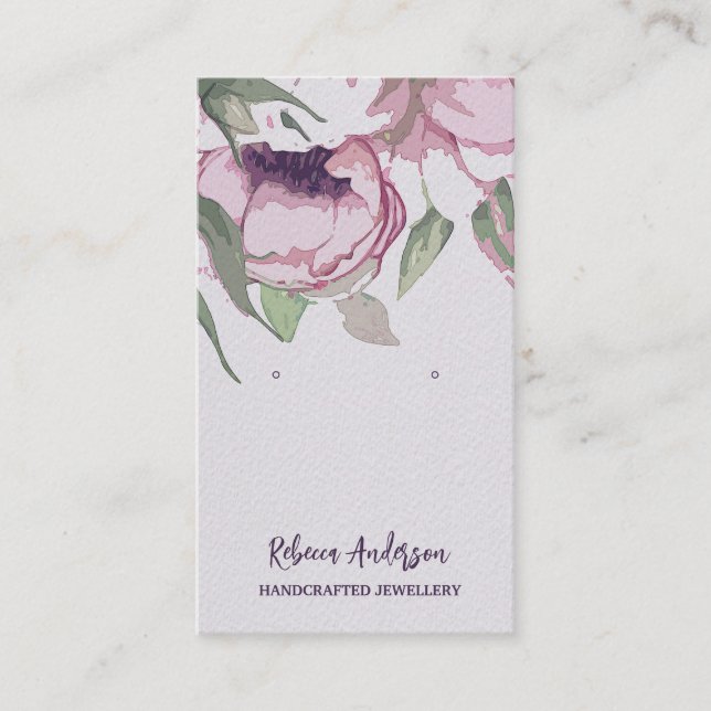 Tarjeta De Visita Elegante pantalla de barrido floral acuático (Anverso)