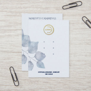 Tarjeta De Visita Elegante pantalla de collar botánico azul
