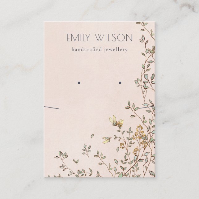 Tarjeta De Visita Elegante pantalla de collar de ganancia rosa flora (Anverso)