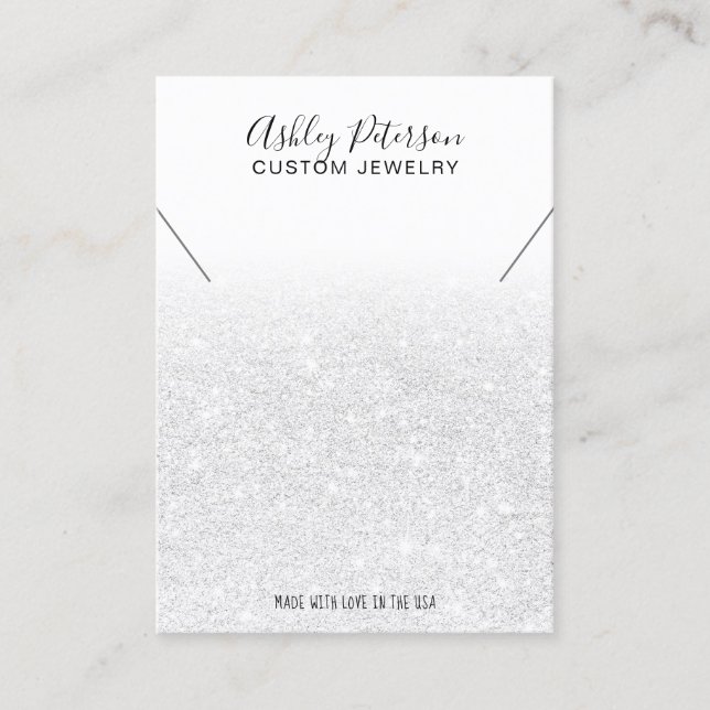 Tarjeta De Visita Elegante pantalla de collar de joyas de purpurina  (Anverso)