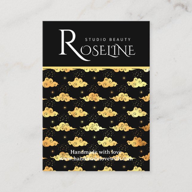 Tarjeta De Visita Elegante pantalla de joyería Black and gold Sun Ma (Anverso)